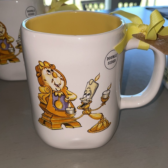 Rae Dunn Be Our Guest Mug with Cogsworth and Lumiere an the back - Picture 4 of 6